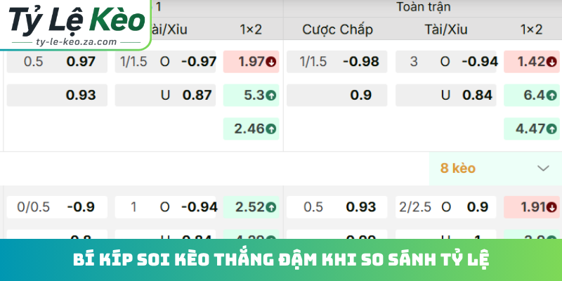 Bí kíp soi kèo thắng đậm khi so sánh tỷ lệ